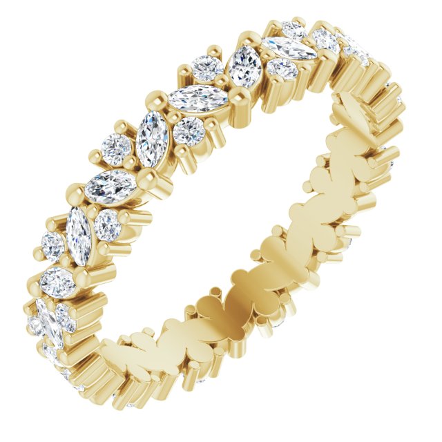 14K Yellow 1 1/5 CTW Natural Diamond Cluster Eternity Band Size 7.5